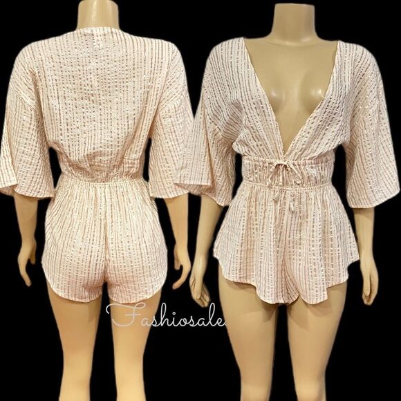 Victoria’s Secret Sexy Metallic golf striped Romper Small $70 - Picture 2 of 5